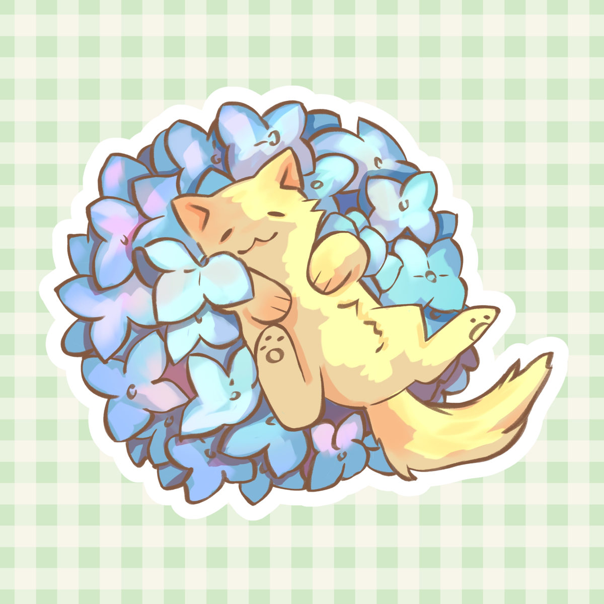 Hydrangea Cat Sticker