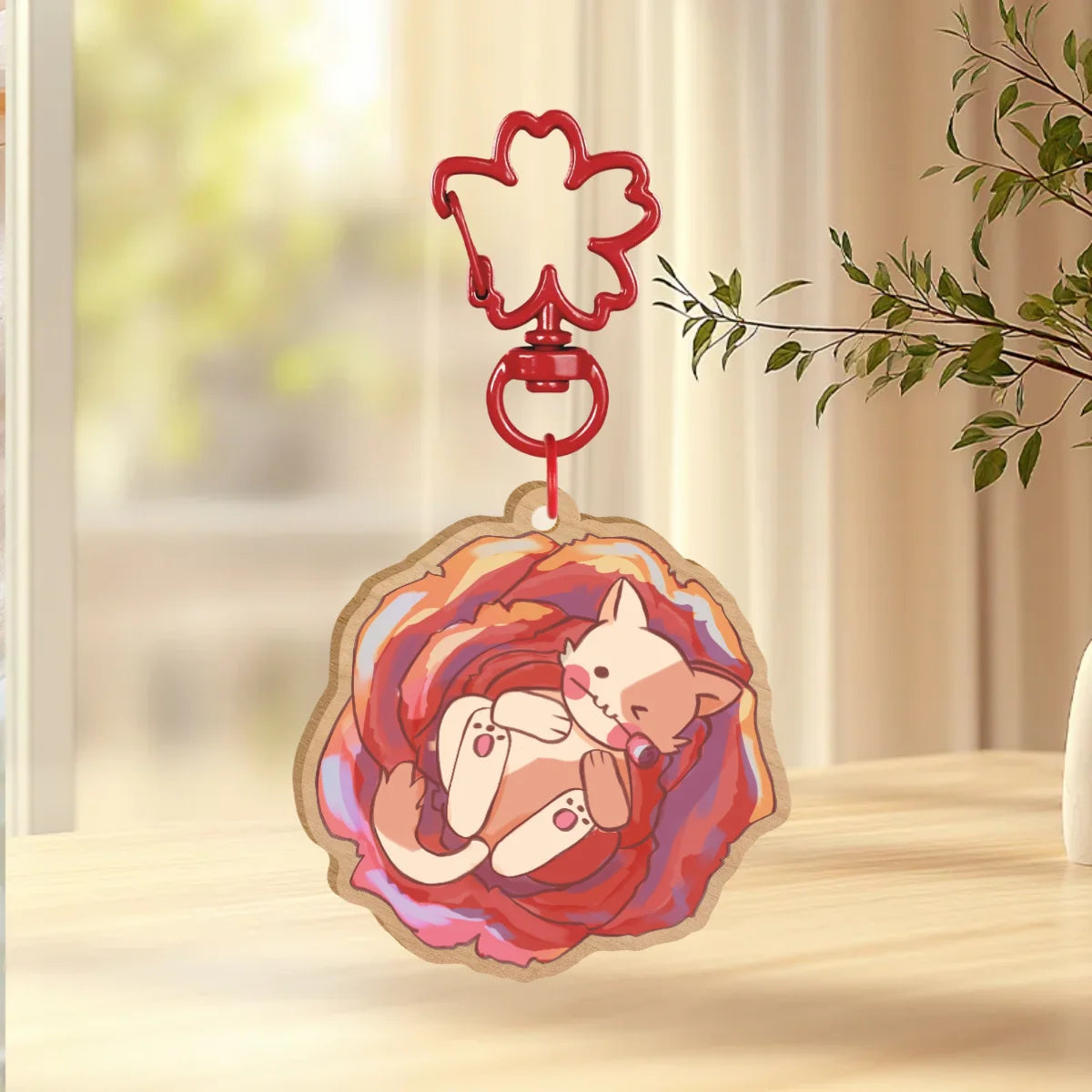 Rose Cat Keychain