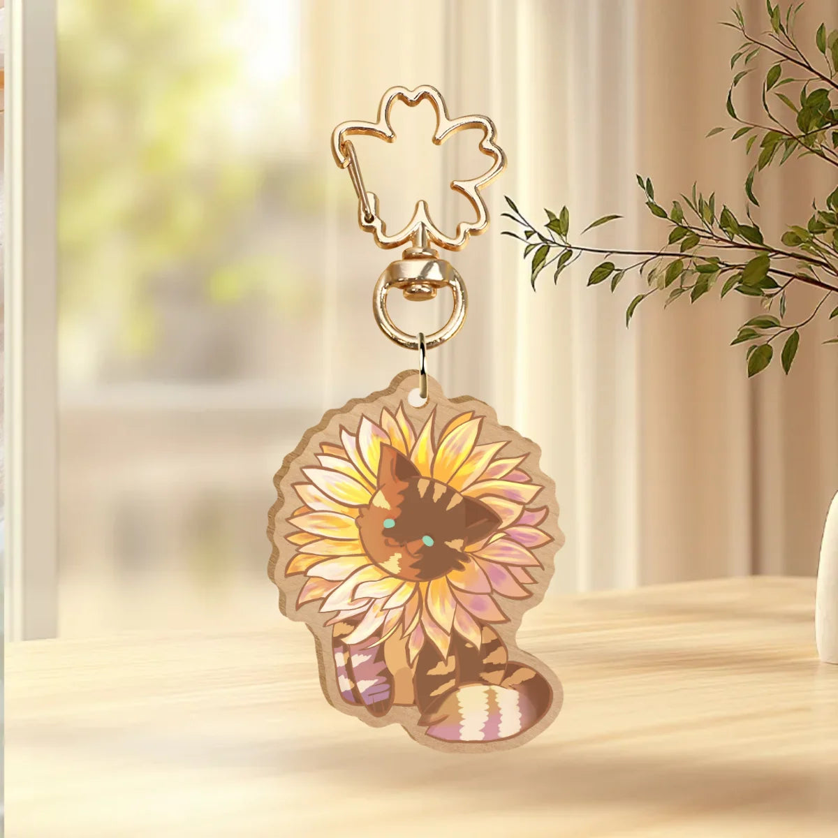 Sunflower Cat Keychain