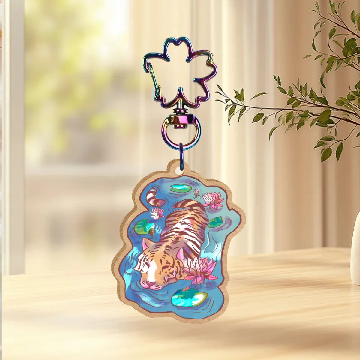 Tiger lily Cat Keychain